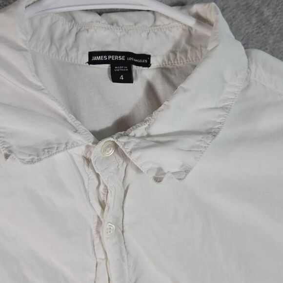 James Perse Poplin Shirt Button Down Double layered Fabric size 4 XL *Stain - Picture 2 of 12